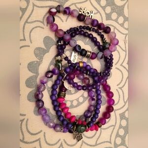 Set of 6 CFC Purple Beaded Bracelets